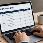 SEO Content Brief at a Modern Desk