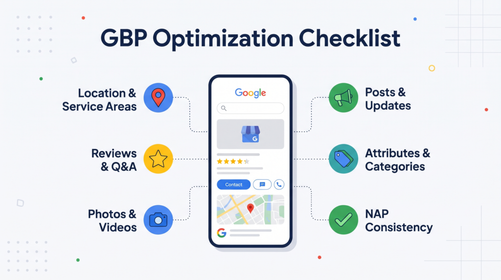 Google Business Profile optimization checklist infographic