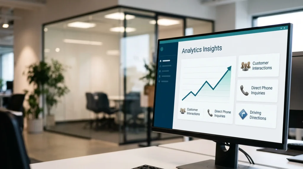 Local search analytics dashboard showing customer calls and direction requests